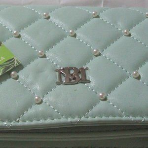 BADGLEY MISCHKA Faux-Leather Quilted Crossbody Bag, Seafoam Green, NWT